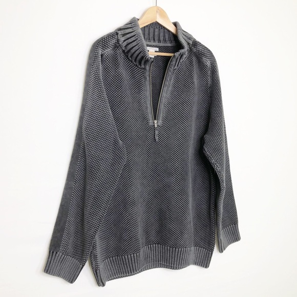 Carbon2Cobalt Gray chunky 3/4 zip pull over sweater - Picture 8 of 10